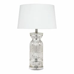 New ✨ J&D Designs Isla Traditional Style Glass Table Lamp In Silver Mercury Finish ❤️