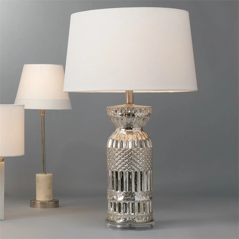 Best Sale 🔥 Eden Home Traditional Style Glass Table Lamp In Silver Mercury Finish 🛒 - Image 2