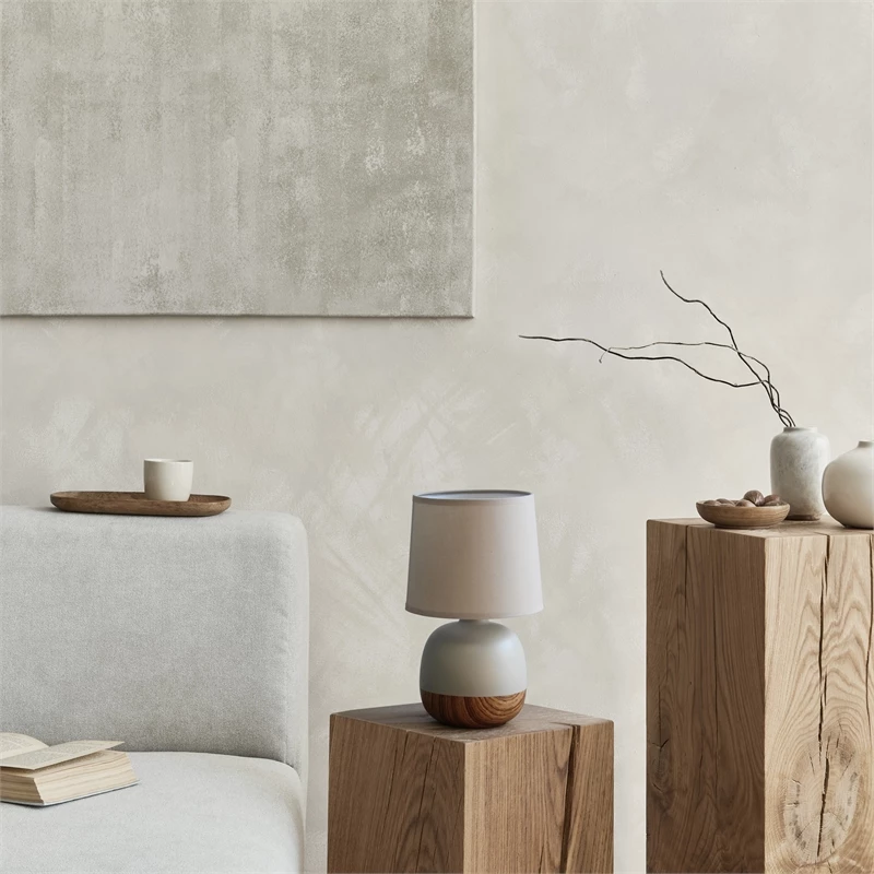 Outlet โญ All The Rages Simple Designs Petite Mid Century Table Lamp Light Wood And Light Gray ๐ - Image 5