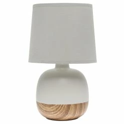 Outlet ⭐ All The Rages Simple Designs Petite Mid Century Table Lamp Light Wood And Light Gray 🎁