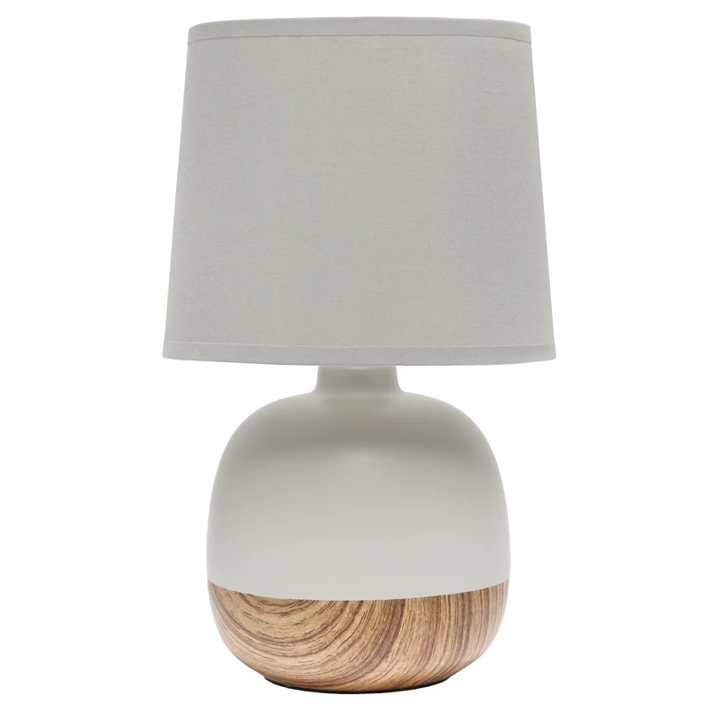 Outlet โญ All The Rages Simple Designs Petite Mid Century Table Lamp Light Wood And Light Gray ๐