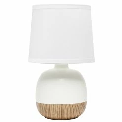 Deals ❤️ All The Rages Simple Designs Petite Mid Century Table Lamp Light Wood And White ⌛