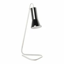 Budget 👍 American Home Classic Jolene 1-Light Mid-Century Table Lamp In Chrome And White 😍