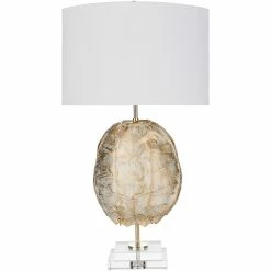 Cheapest ⌛ Surya Olson 1-Light Linen And Crystal Table Lamp In Natural/Off White 👍