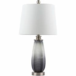 Brand new 🤩 Surya Soroya 1-Light Traditional Linen And Glass Table Lamp In Silver/White 🤩
