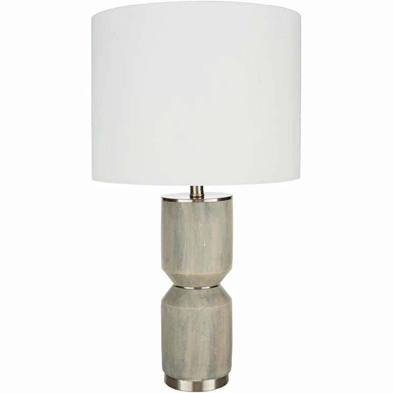 Best Sale 🤩 Surya Wells 1-Light Traditional Linen And Metal Table Lamp In White/Gray ⌛