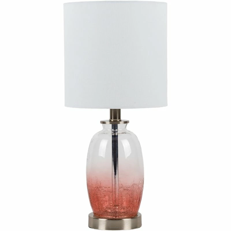 Discount ๐ Surya Manitoba 1-Light Traditional Linen And Glass Table Lamp In Nickel/White ๐