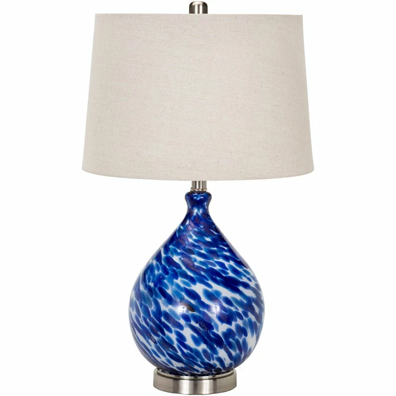 Promo โ Surya Cascais 1-Light Traditional Linen And Glass Table Lamp In Nickel/Beige ๐