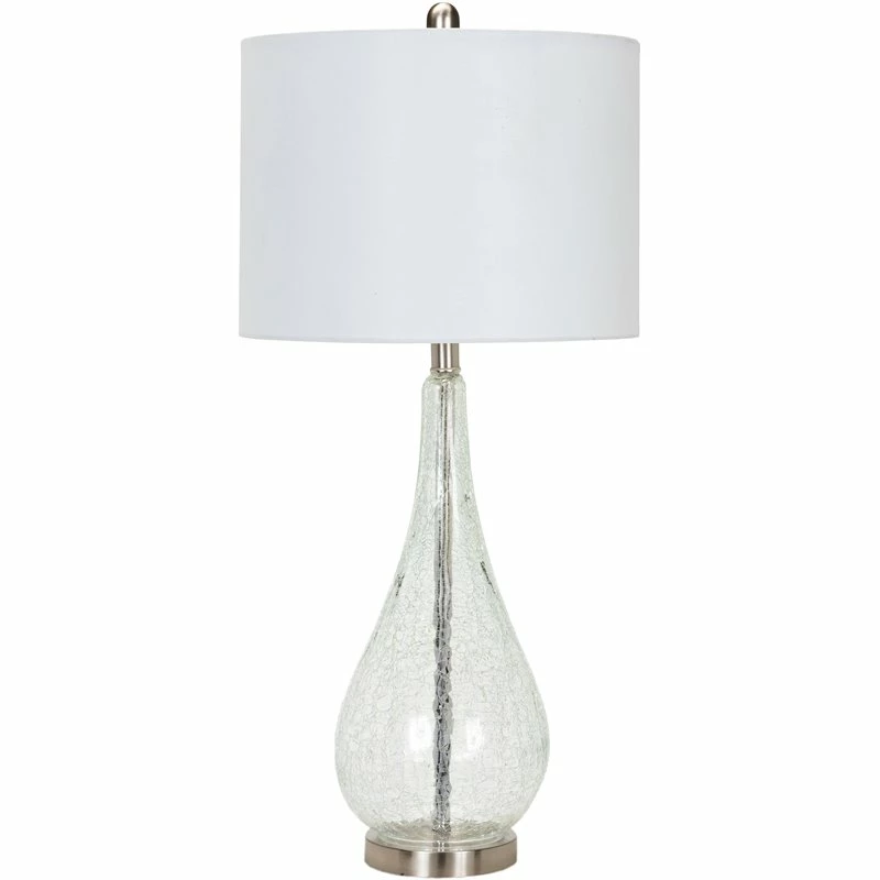 Cheap ๐ฏ Surya Mauritius 1-Light Traditional Linen And Glass Table Lamp In Nickel/White โ๏ธ