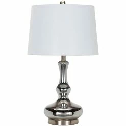 Buy 🎉 Surya Ranchester 1-Light Traditional Linen And Glass Table Lamp In Nickel/White 🤩