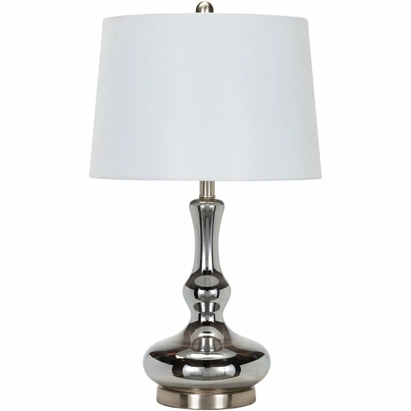 Buy 🎉 Surya Ranchester 1-Light Traditional Linen And Glass Table Lamp In Nickel/White 🤩