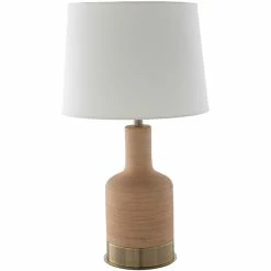 Wholesale ❤️ Surya Brae 1-Light Traditional Linen And Metal Table Lamp In Tan/Off White 🛒