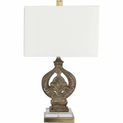 Best reviews of 🌟 Surya Effie 1-Light Traditional Linen And Acrylic Table Lamp In Brown/Off White 🌟