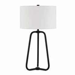 Buy 🤩 Allora 25.5" Mid Century Modern Metal Base Table Lamp With Drum Shade In Black 🎉