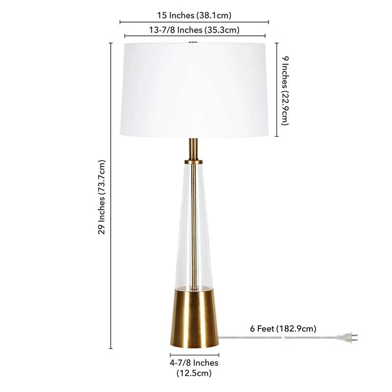 Wholesale π Allora Mid Century Glass Cylinder Table Lamp With Brass Metal Accents π 5 Wholesale π Allora Mid Century Glass Cylinder Table Lamp With Brass Metal Accents π - Image 3