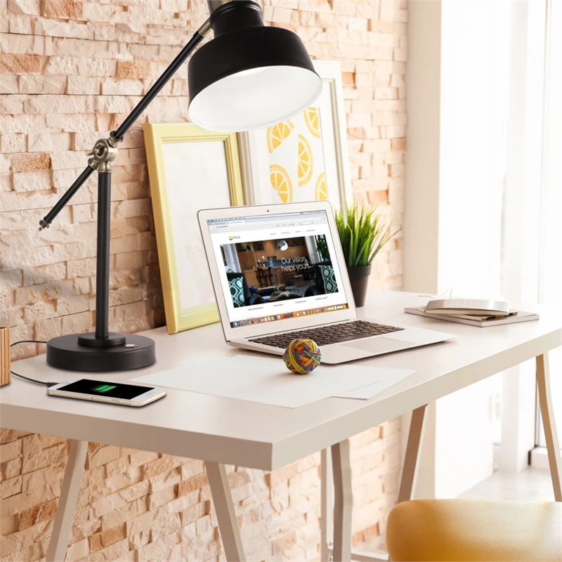 Cheap ✨ HomeRoots 'Matte Black And Antiqued Brass LED Adjustable Desk Lamp 🔔 - Image 5
