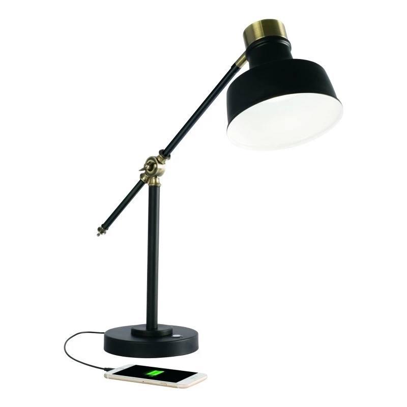 Cheap ✨ HomeRoots 'Matte Black And Antiqued Brass LED Adjustable Desk Lamp 🔔