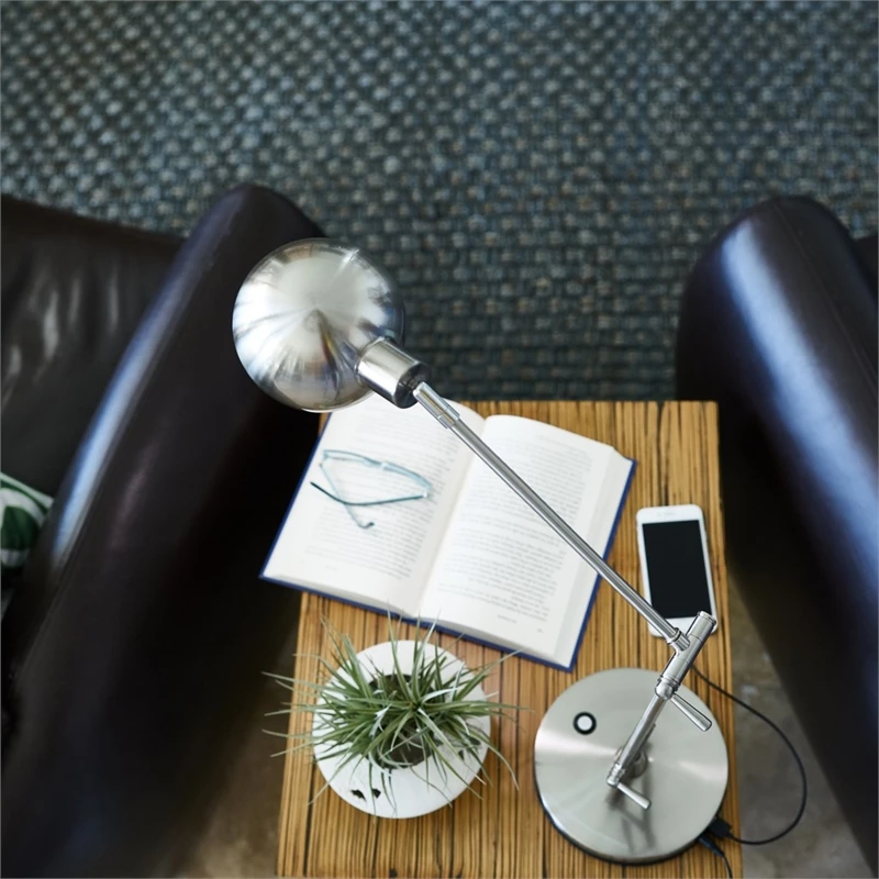 Cheap โค๏ธ HomeRoots 'Brushed Nickel LED Adjustable Desk Lamp ๐ - Image 2