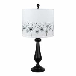 Flash Sale 👍 HomeRoots 'Black Candlestick Whimsical Dandelion Shade Table Lamp ✔️