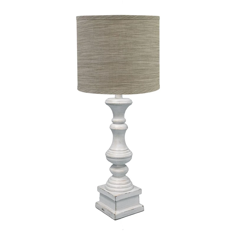 Discount โญ HomeRoots 'Distressed Whitewash Beige And White Striped Shade Table Lamp ๐ - Image 2