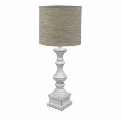 Discount ⭐ HomeRoots 'Distressed Whitewash Beige And White Striped Shade Table Lamp 👍