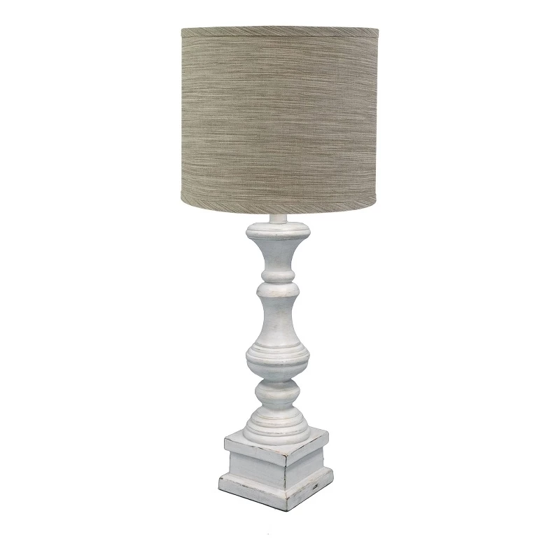 Discount โญ HomeRoots 'Distressed Whitewash Beige And White Striped Shade Table Lamp ๐