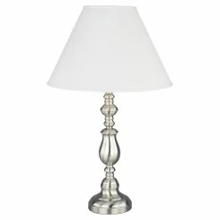 Best Pirce ⭐ ORE International 27" Traditional Metal Table Lamp With Linen Shade In Nickel ✨