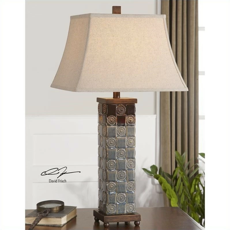 Best deal ๐ฅ Uttermost Mincio Textured Ceramic Table Lamp In Distressed Dark Blue ๐ฅ - Image 2