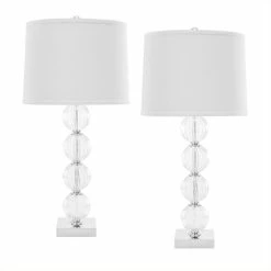 Budget ❤️ Safavieh Emma 4 Glass Ball Table Lamp And White Print Shade (Set Of 2) 💯