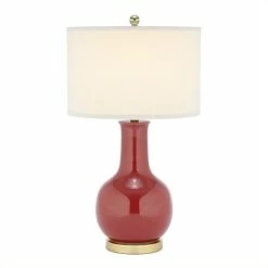 Deals 🔔 Safavieh Judy Ceramic Red Lamp With White Shade 💯