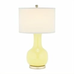 Budget 😀 Safavieh Judy Ceramic Yellow Lamp With White Shade 🛒