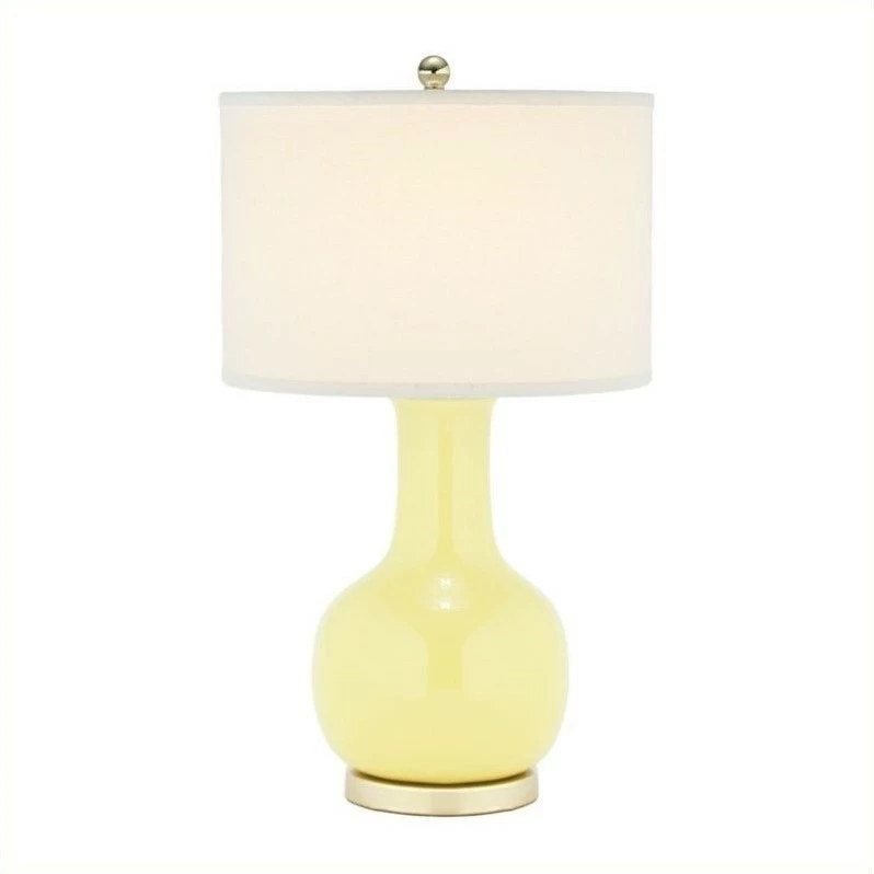 Budget ๐ Safavieh Judy Ceramic Yellow Lamp With White Shade ๐