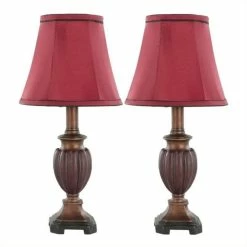 Cheap 👍 Safavieh Polyresin Mini Table Lamp With Red Bell Shade (Set Of 2) 🎁