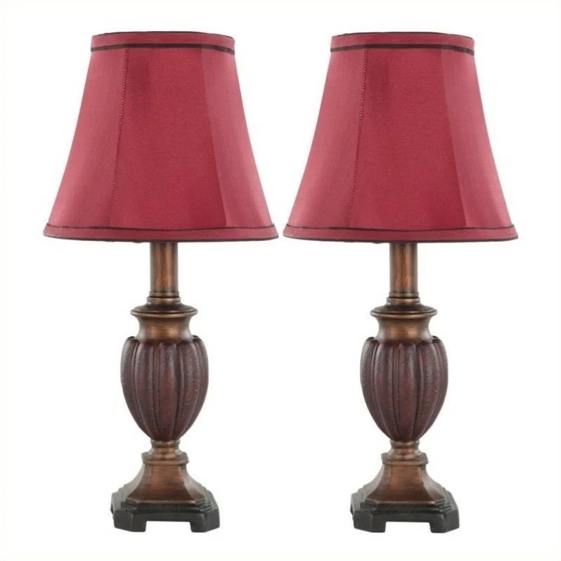 Cheap ๐ Safavieh Polyresin Mini Table Lamp With Red Bell Shade (Set Of 2) ๐