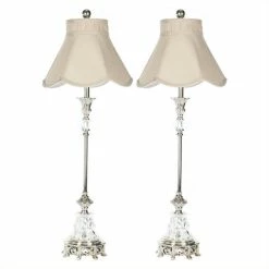 Best deal 🥰 Safavieh Brass Poly Resin Glass Table Lamp With Taupe Shade (Set Of 2) 🧨