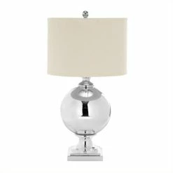 Buy 🌟 Safavieh Silver Table Lamp And Nature Hard Linen Shade 🛒