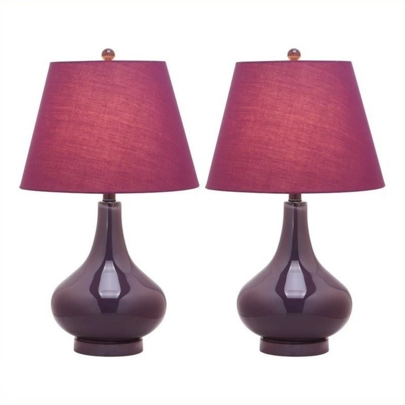 Discount 😉 Safavieh Amy Gourd Glass Lamp In Dark Purple (Set Of 2) 🎉