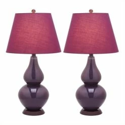 Deals 🎁 Safavieh Cybil Glass Double Gourd Lamp In Dark Purple (Set Of 2) 💯