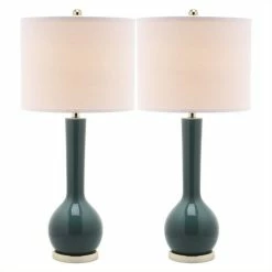 Best reviews of ⌛ Safavieh Mae Long Neck Ceramic Table Lamp In Marine Blue (Set Of 2) 👏