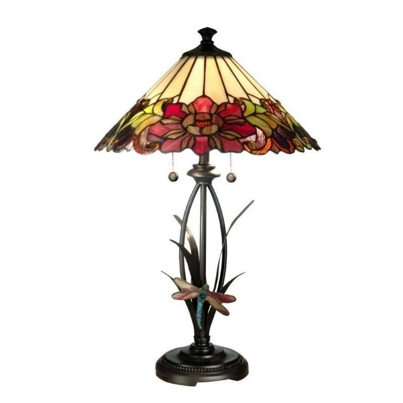 New ๐ Dale Tiffany Floral With Dragonfly Tiffany Table Lamp โค๏ธ