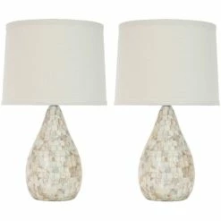 Budget ❤️ Safavieh Eleanor 👩 Mother Of Pearl Inlay Table Lamps With Cream Shade 🛒