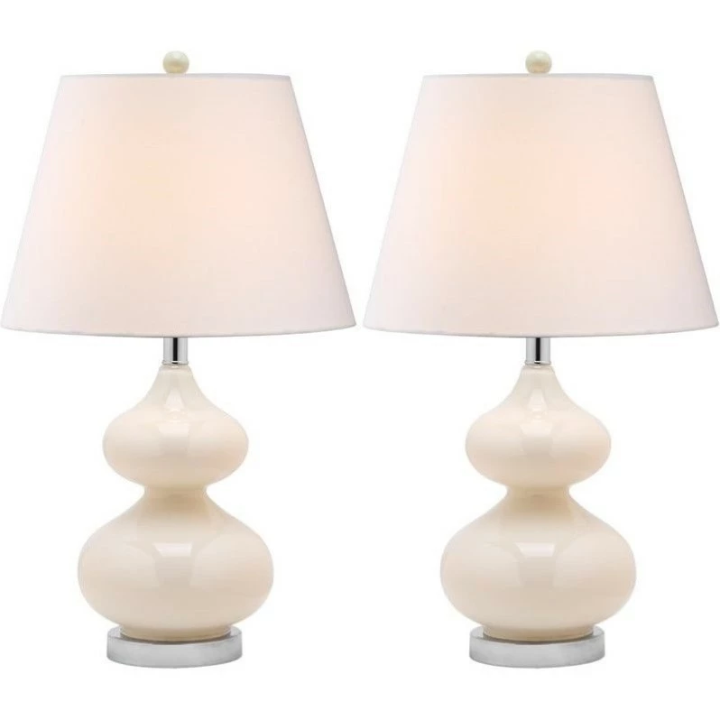 Budget 😉 Safavieh Eva Double Gourd Glass Lamp (Set Of 2) In Pearl Grey 🤩 - Image 2
