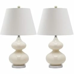 Budget 😉 Safavieh Eva Double Gourd Glass Lamp (Set Of 2) In Pearl Grey 🤩