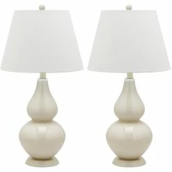 Coupon 😍 Safavieh Cybil Double Gourd Lamp In White (Set Of 2) 👏