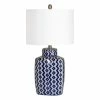 Best Pirce ✔️ Renwil Beryl Table Lamp In Blue And White Chevron 🔔