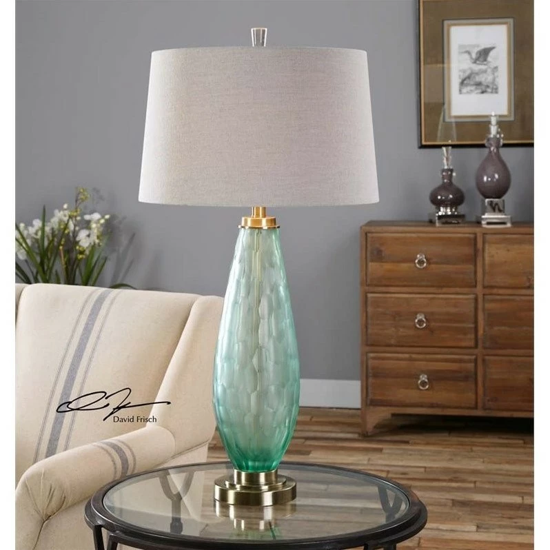Deals 😉 Uttermost Lenado Sea Green Glass Table Lamp 👍 - Image 2