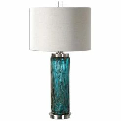 Budget 🤩 Uttermost Almanzora Blue Glass Lamp 🤩