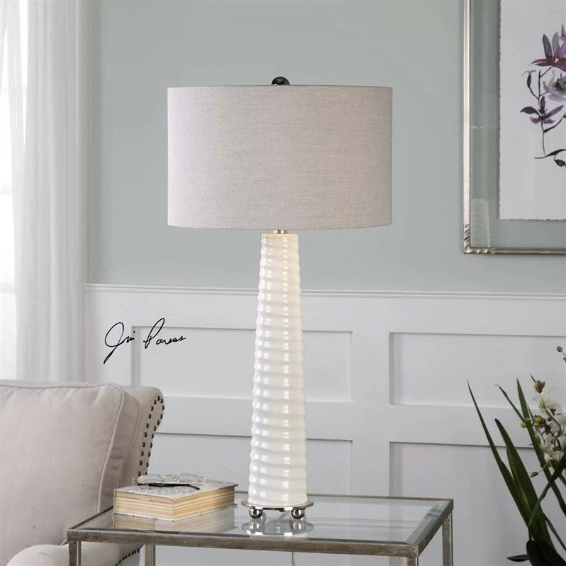 Budget ๐ Uttermost Mavone Gloss White Table Lamp โญ - Image 2