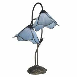 New 🎉 Dale Tiffany Poelking 2 Light Blue Lily Table Lamp 👍